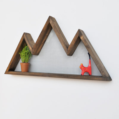 Tablette flottante en bois massif Kourtney avec tablettes réglables
