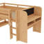 Lit mezzanine simple avec bibliothèques, boîtes et tiroirs multi-rangements, lits mezzanine bas en bois massif avec bureau et tableau noir, aucun sommier nécessaire, naturel-1709023553
