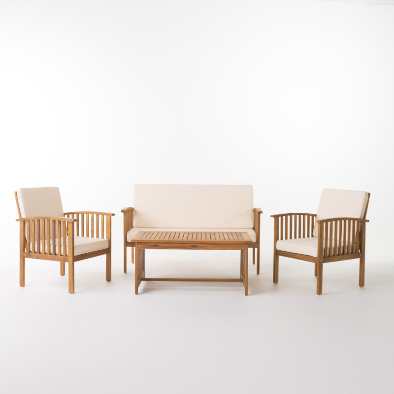 Ensemble de meubles de patio 4 pièces, Brun