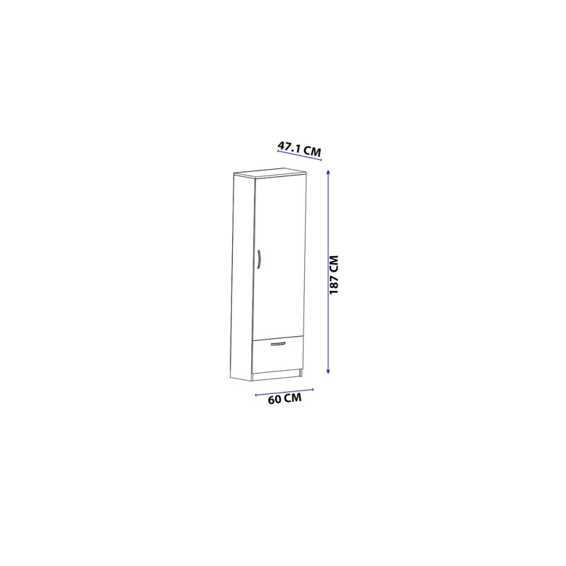 Harelda 1 Door Manufactured Wood Wardrobe, White