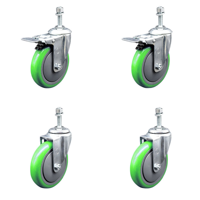 Ensemble de roulettes 5 pouces 5mm, Vert