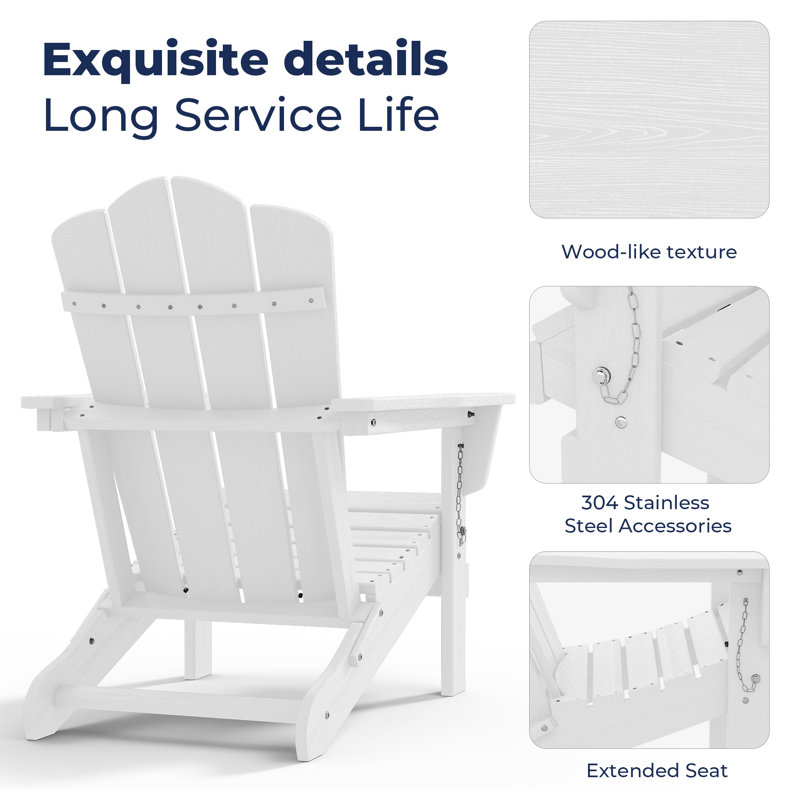 Chaise Adirondack pliante en plastique Wolak, Blanc