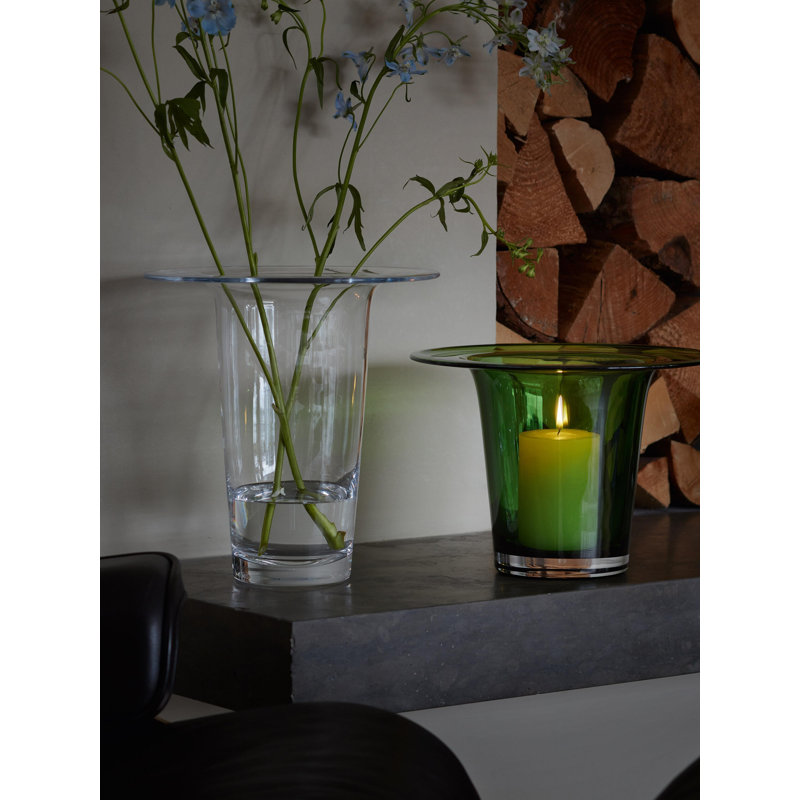 Victoria Glass Candle Holder, 7.4" H x 10.47" W x 10.47" D, Fern Green