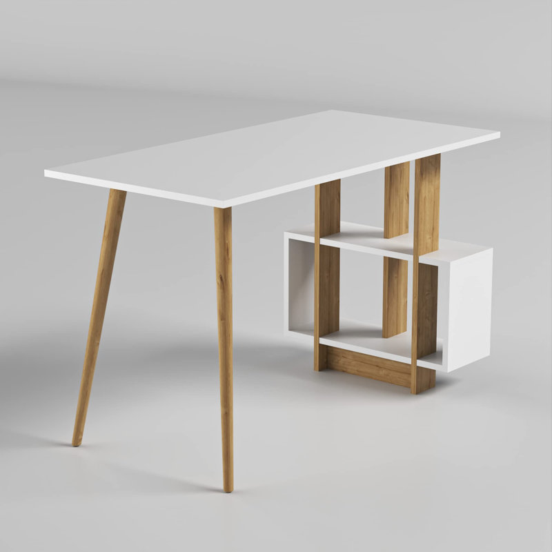 Truman Writing Desk, White, Oak/White
