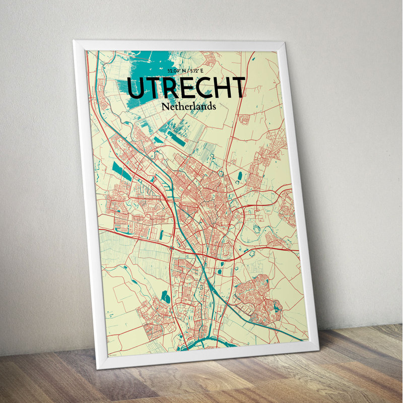 Utrecht City Map - No Frame Print, 91.4cm H x 61cm W x 0.13cm D x 0.13cm D