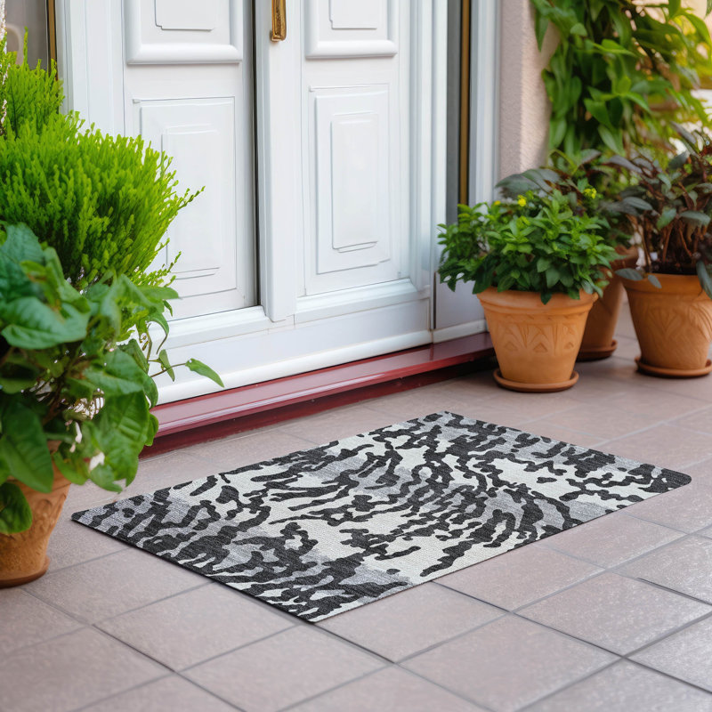 Malek Indoor/Outdoor Area Rug with Non-Slip Backing, Rectangle 1'8" x 2'6"
