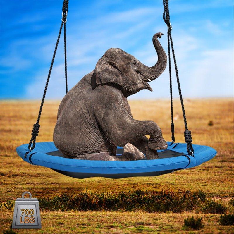 40inch Metal/Fabric Web/Saucer Swing with Chains and Hooks, Blue