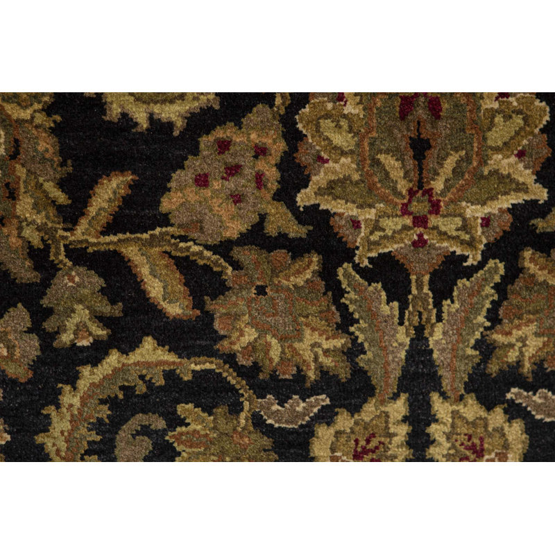 Hand-Knotted High-Quality Black and Red Area Rug