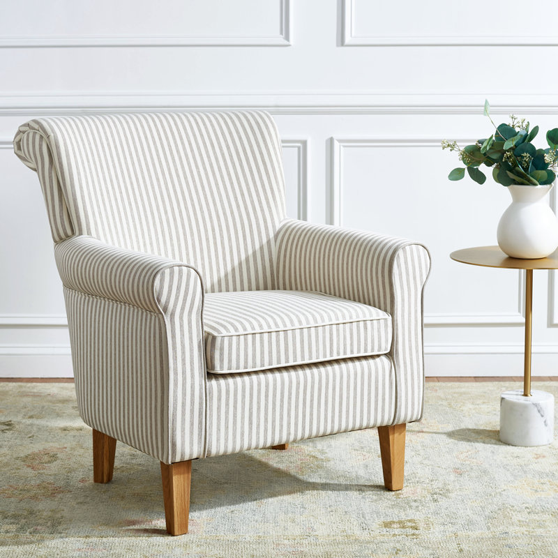 Fauteuil de 29,8 po Montgomery, Beige/Grey Linen Blend Stripe