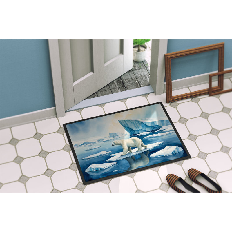 Paillasson ours polaire sur la glace, L 24 po x L 36 po