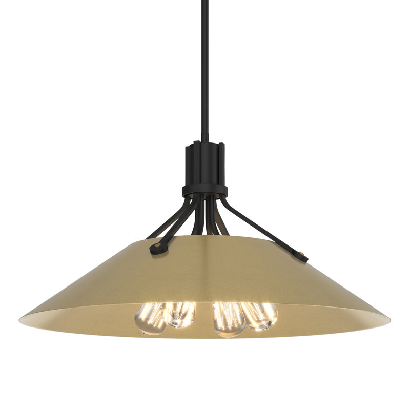 Henry 4 - Light Single Cone Pendant, Black, Modern Brass