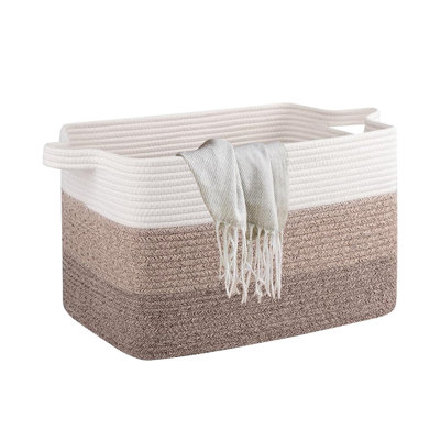 Grand panier de rangement en corde de coton tissé avec poignées pour organiser les jouets