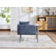 Confortable fauteuil de loisir rembourré avec petite table, pieds en métal et poches de rangement-133996149