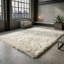 Élégant tapis grec Flokati. poils de laine. Tapis en laine naturelle.-362695793