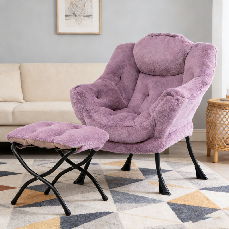 Armchair Accent Chair Lazy Chair with Footstool, Purple