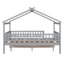 Lit double en bois avec deux tiroirs, gris