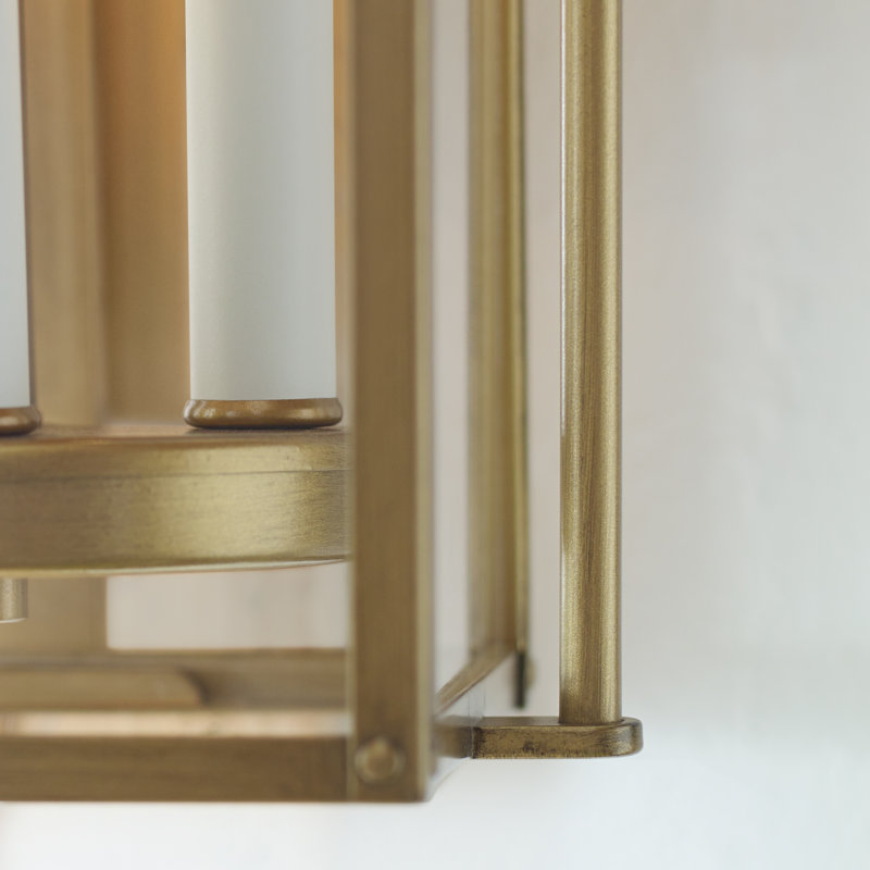 Wellsworth 3 - Light Outdoor Wall Lantern, Painted Distressed Brass, 18.25" H x 8.75" W x 7.5" D