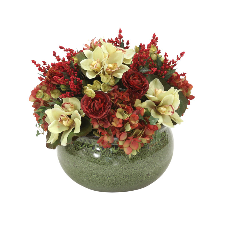 Polysilk Mixed Assortment Arrangement in Pot