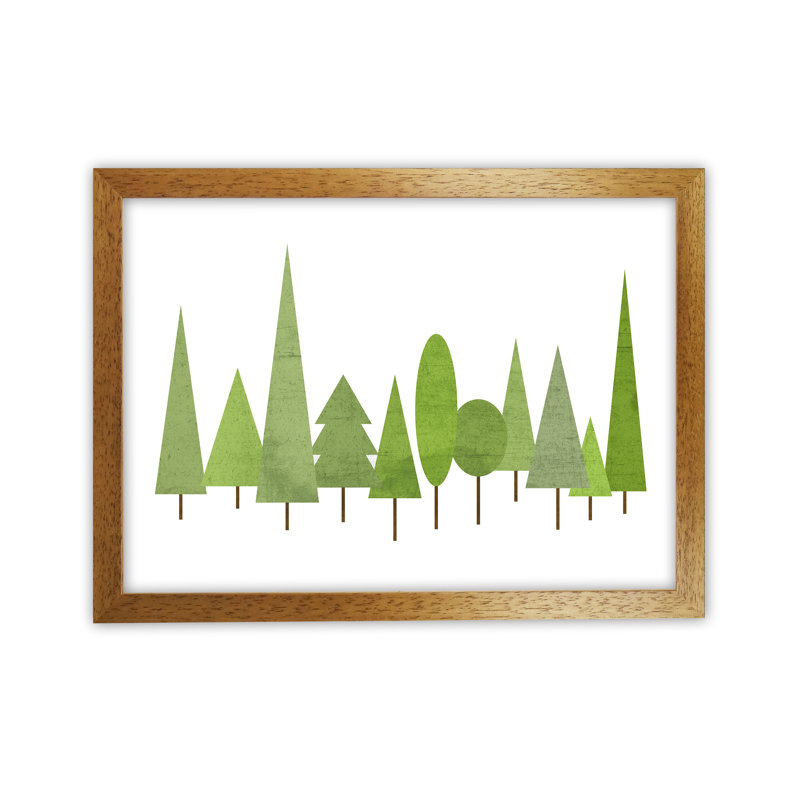 Scandinavian Trees Landscape Original - Print, Oak Frame, 21cm H x 30cm W x 3cm D