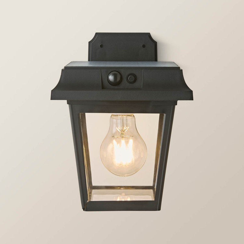 Matte Black 21.5cm H Solar Powered Integrated LED Outdoor Wall Lantern