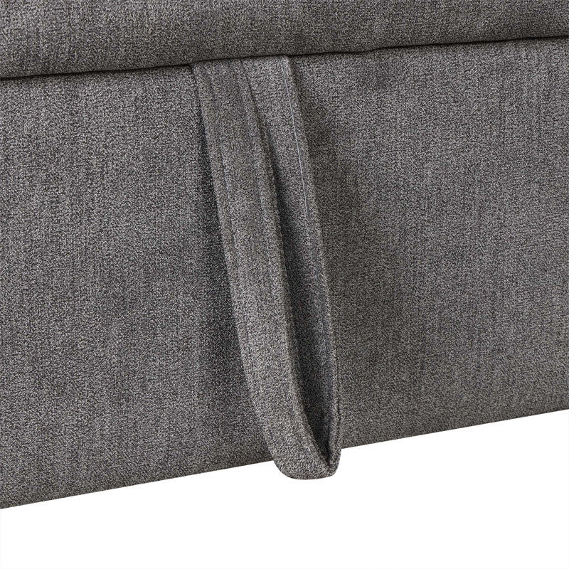 Canapé en chenille avec accoudoirs carrés, Gris