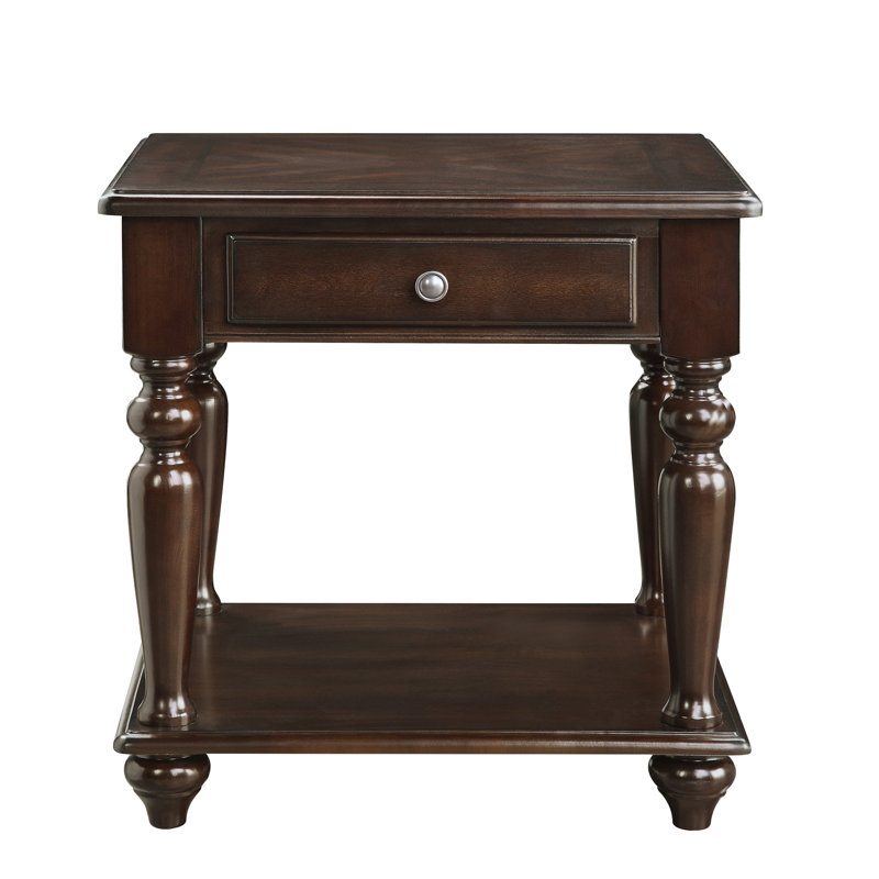 Modern Traditional Style End Table With Drawer And Bottom Shelf Espresso Finish Living Room Furniture 1Pc