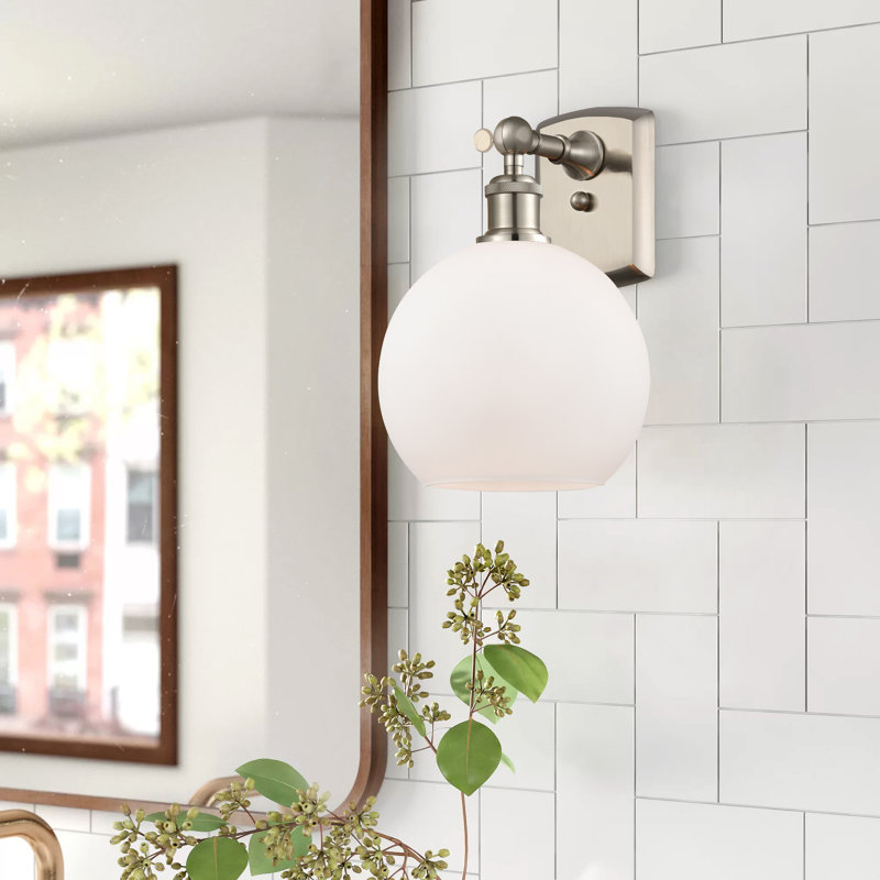Baptista Armed Sconce, Brushed Satin Nickel, LED, Cased Matte White