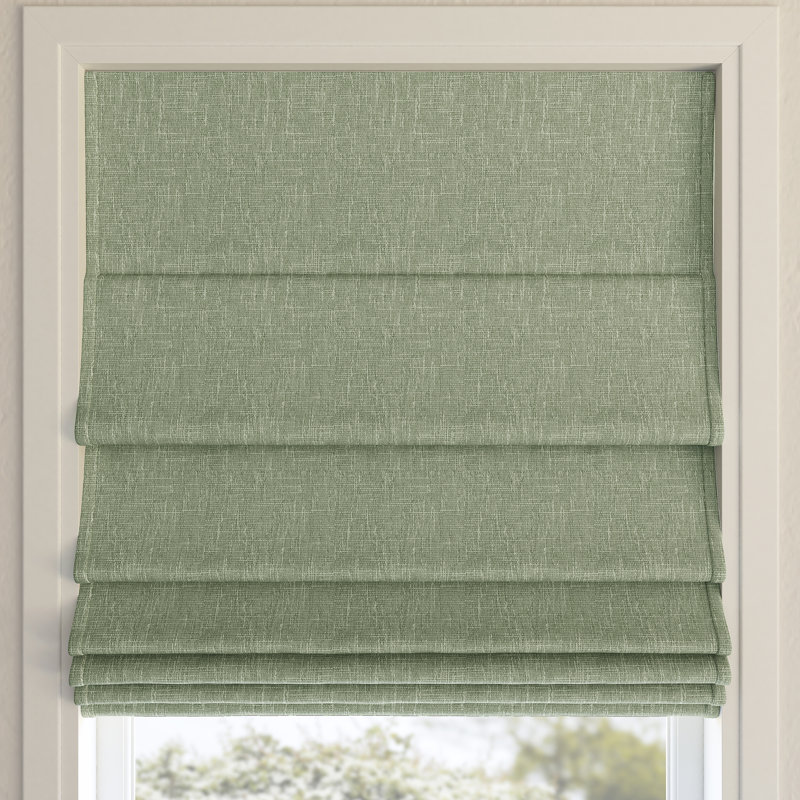 Pryer Textured 100% Blackout Cordless Roman Shade, 35"W x 64"L, Sage Green