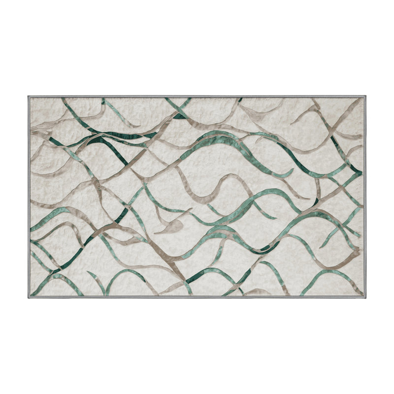 Machine Washable Gray Area Rug, Rectangle 6' x 9'