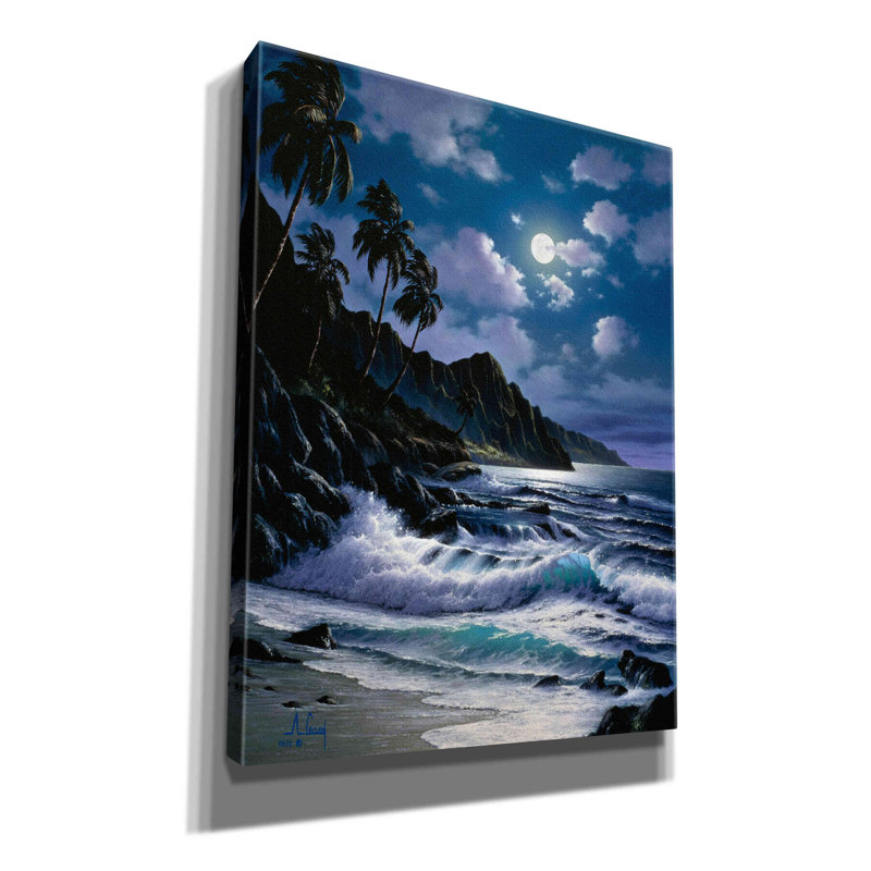 «Night Walkes at the Beach» par Anthony Casay, art mural sur toile, L 12 po x H 16 po