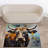 Floral Theme Non-Woven Thin Type Printed Rug with Blue and Pink Hues Ideal for Home Decoration