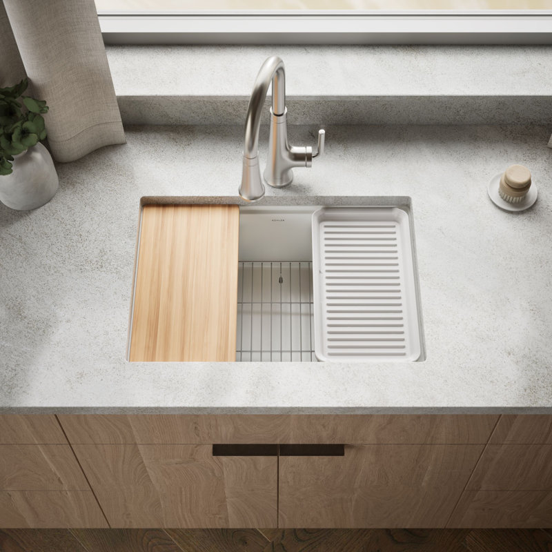 Billings Undermount Single-Bowl Workstation Kitchen Sink, White