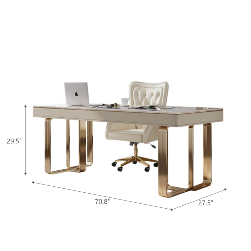 Parkview Luxurious Stone Computer Office Writing Desk, 29.5" H x 70.8" W x 27.5" D