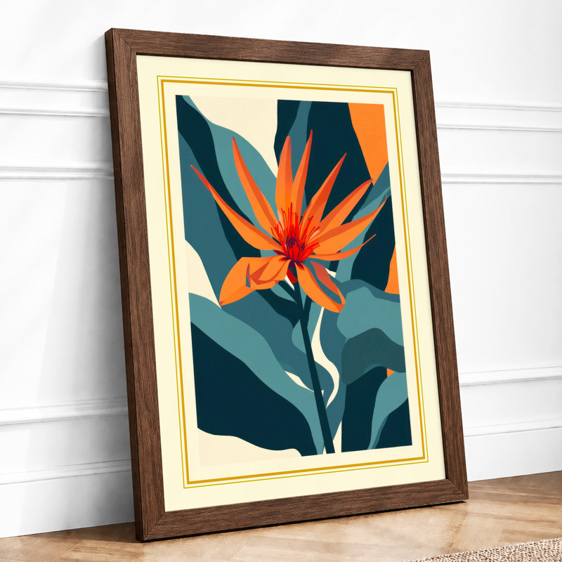Geometric Bloom Art Deco - Framed Print, A2 - 59.4 x 42.0 cm, Walnut
