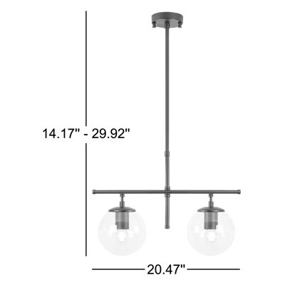 Lustre réglable moderne, structure en métal noir et crème, 20,5 po x 5,9 po x 14,2 à 29,9 po | 2 x douille E14 de 40 W maximum, indice de protection IP20 | Design industriel et scandinave, parfait pour la salle à manger et le salon, ampoule non incluse