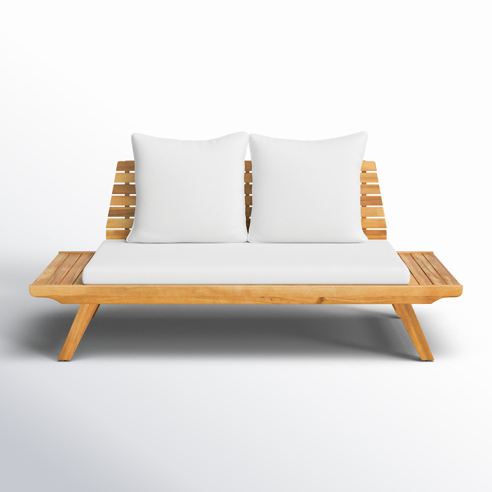 Lavinia 65" Acacia Patio Loveseat, Teak Frame / White Cushion