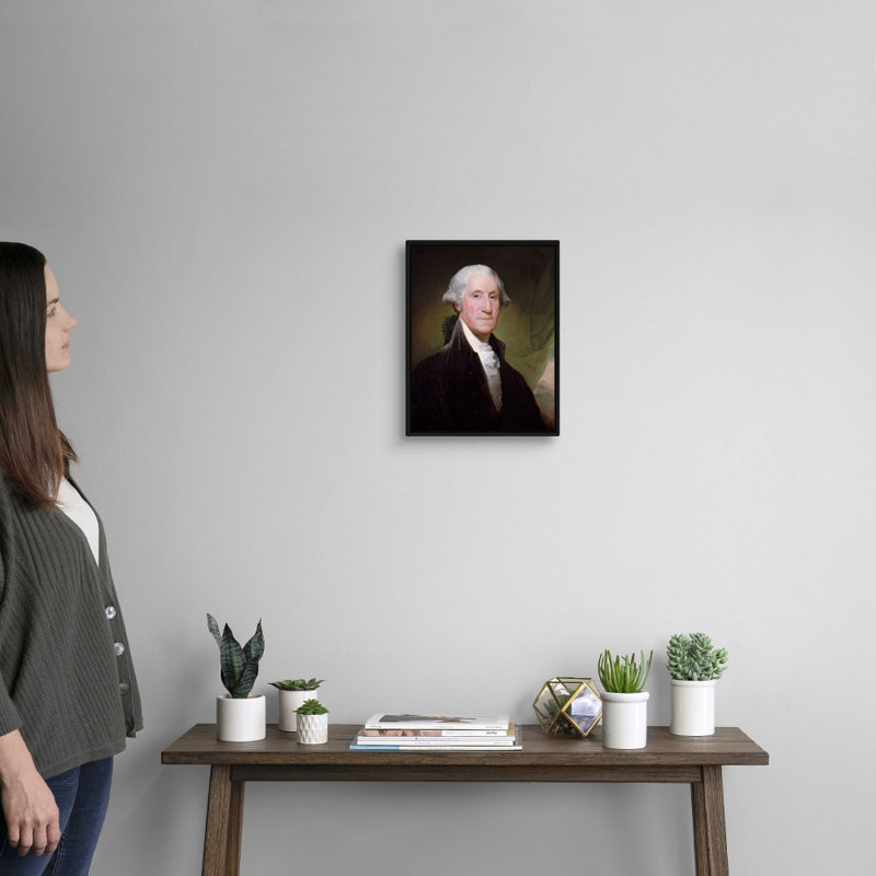 « George Washington » par Gilbert Stuart-impression, Cadre noir, H 16 po x l 13 po x P 1,75 po