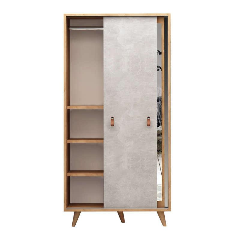 Jefferson 2 Door Manufactured Wood Wardrobe, Oak Concrete