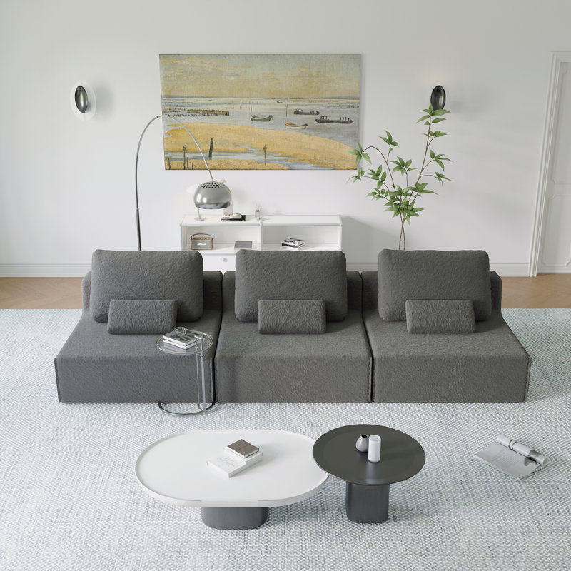 Canapé modulaire surdimensionné surdimensionné, ensemble de canapé de plancher Boucle de luxe, canapé compressible convertible, canapé spacieux rempli de mousse