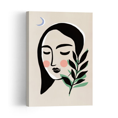 Moonlit Serenity Abstract Minimalist Modern Landscape Nature Wall Art Print by Treechild - Wrapped Canvas Print