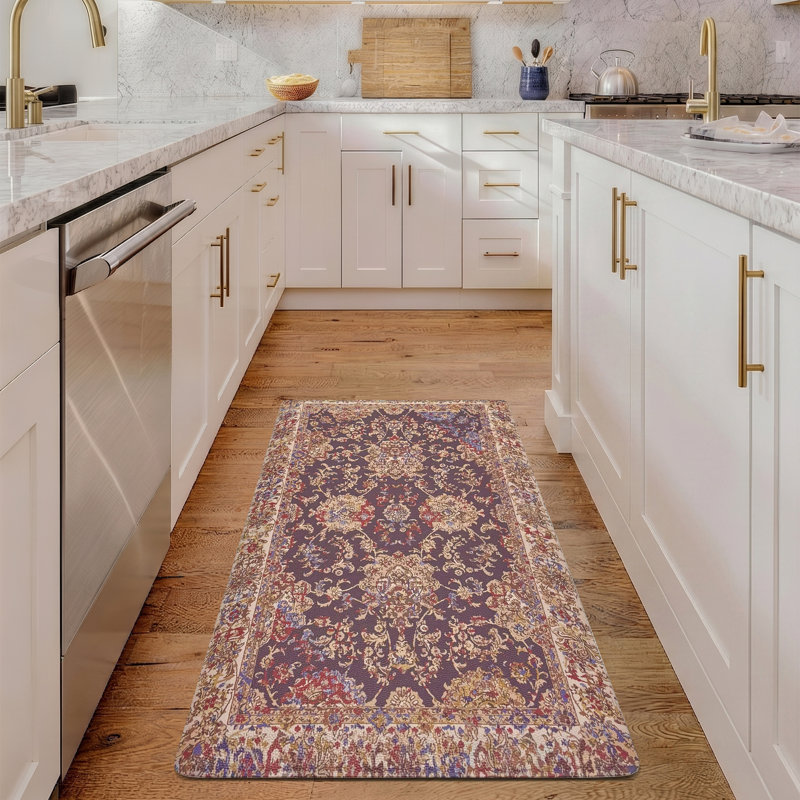 Waterproof High Density Foam Kitchen Rug, 39"L x 20"W, Purple Persian