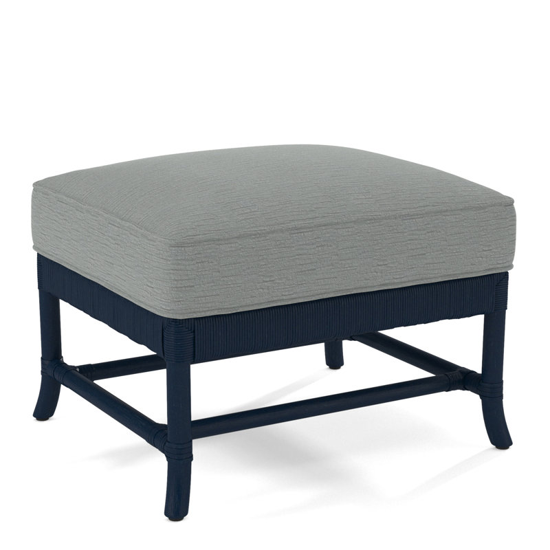 Lafayette Ottoman, Navy, White Performance Fabric; 0851-94