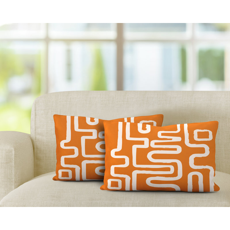 Oreiller carré Joni Squiggles, Orange