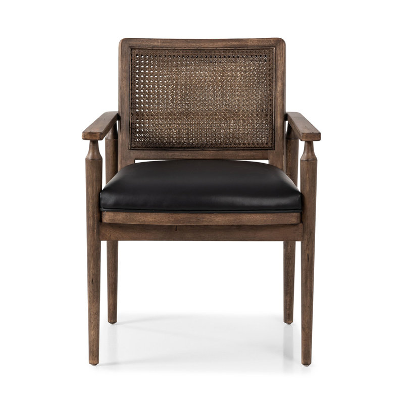 Xavier Upholstered Arm Chair, Black Genuine Leather