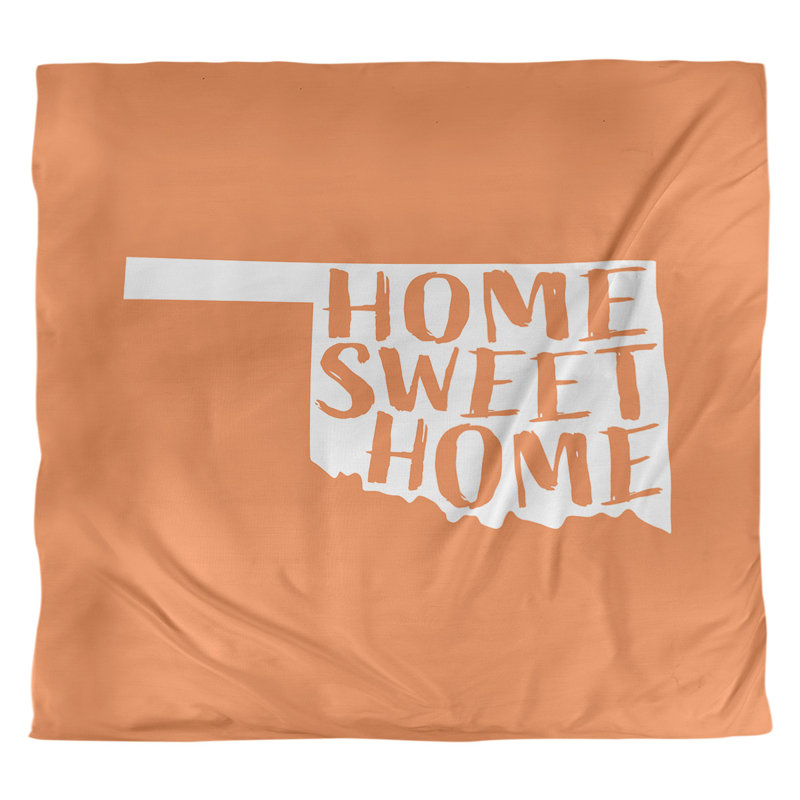 Housse de couette Home Sweet Oklahoma, Microfibre, Housse de couette pour très grand lit, Orange