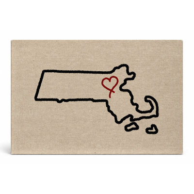 Love Massachusetts State Outline — Landscape Canvas Wall Art