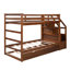 Lit superposé simple au-dessus de simple avec lit gigogne, escalier de rangement et structure en bois massif pour chambre d'enfant-113547207