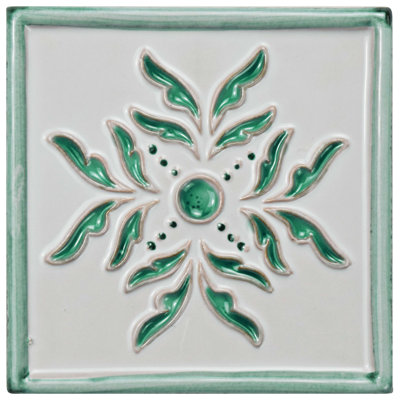 Novecento Taco Series 5.13 in. x 5.13 in. Hand Painted Ceramic Decorative Tile Insert