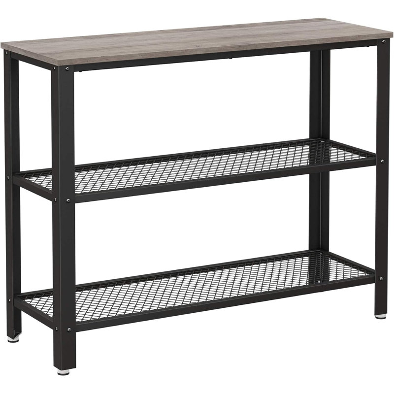 Narrow Sofa Table With Storage Shelf, Gray