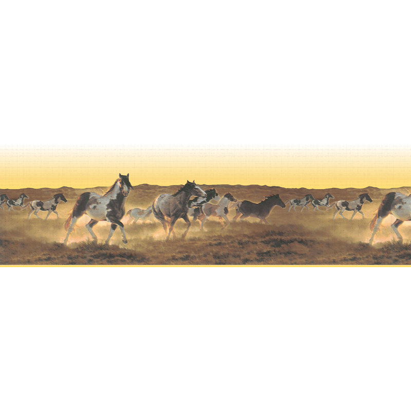 Bordure de papier peint à peindre L 15 pi x l 7 po Aliyahmarie Horses
